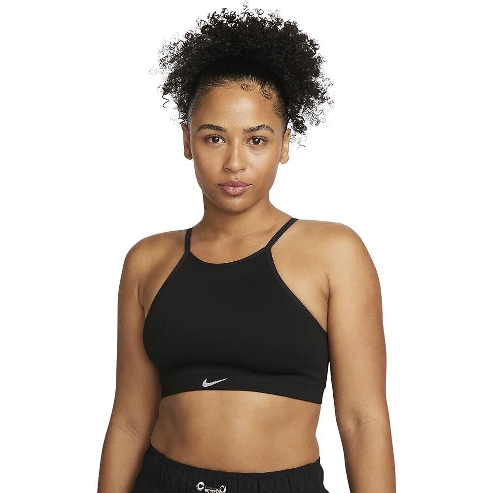 Nike Women's Indy Seamless Ribbed Light-Support Sports Bra Black Size S, NET!